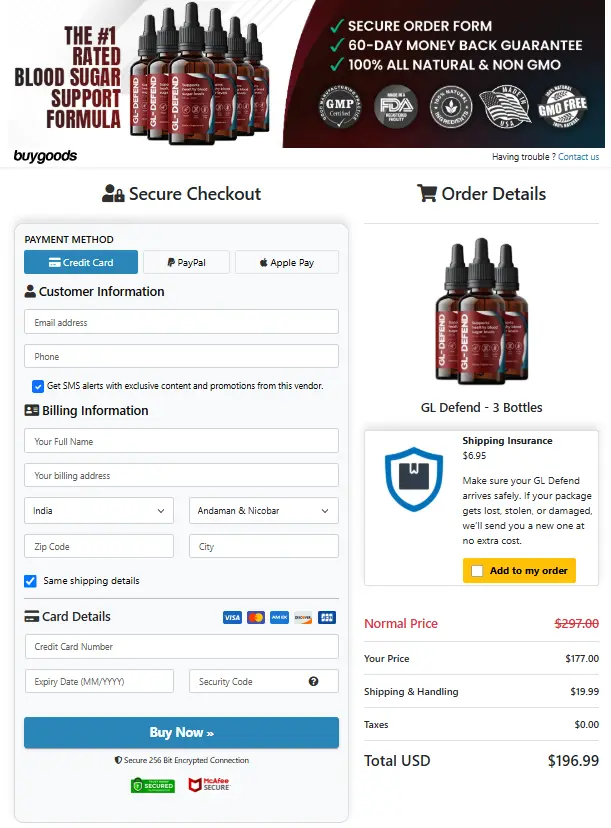 GL-Defend order page